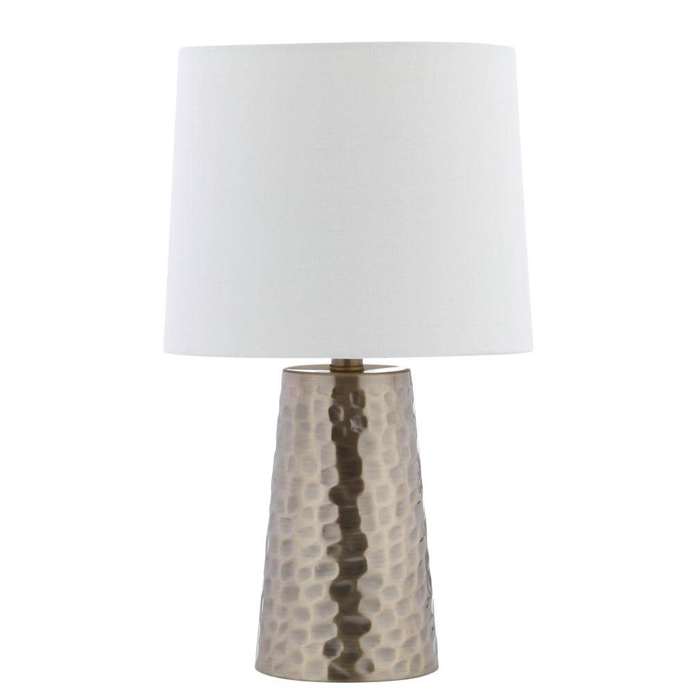 Torence 17.5 in. Plated Gold Table Lamp with Off-White Shade