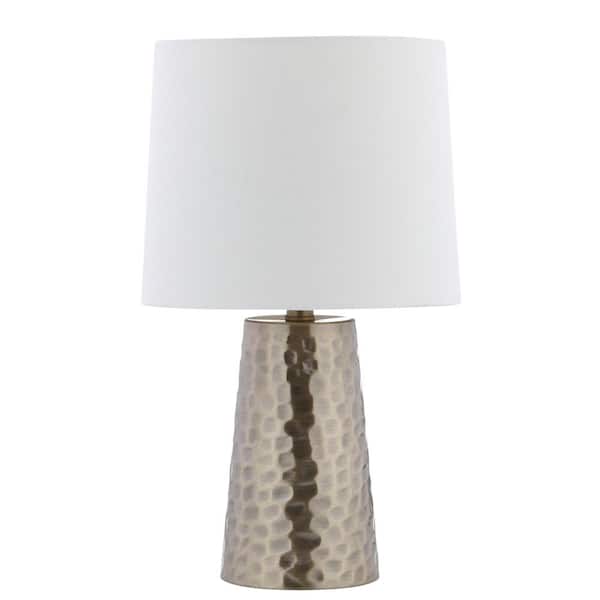 SAFAVIEH Torence 17.5 in. Plated Gold Table Lamp with Off-White Shade