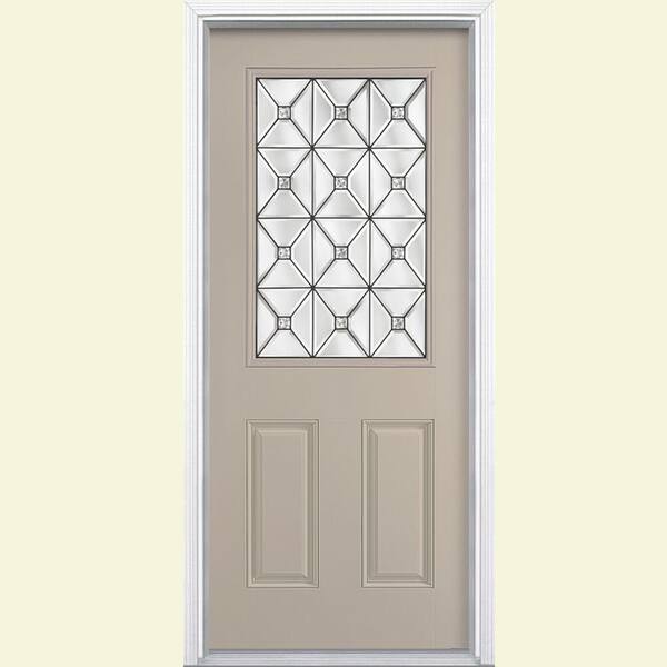 Masonite St Pauls Half Lite Painted Steel Prehung Front Door with Brickmold-DISCONTINUED