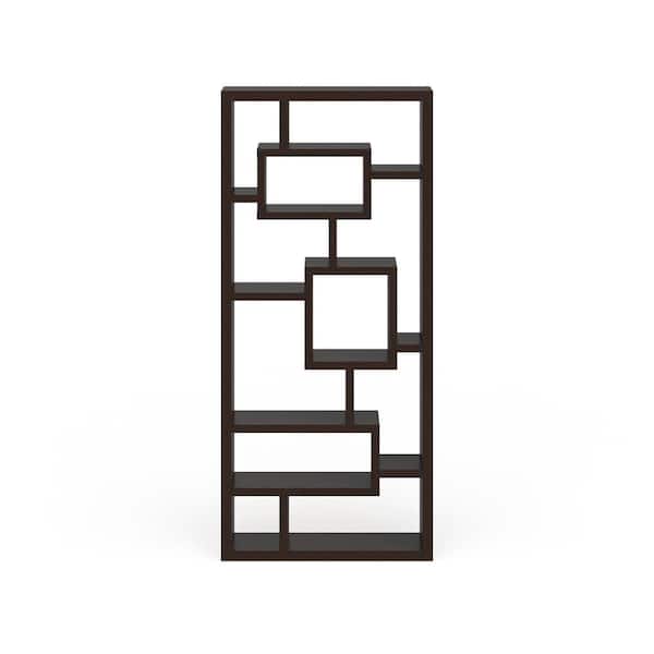 Furniture of America Elaina 71 in. Cappuccino Wood 11-Shelf Standard Bookcase