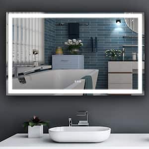 60 in. W x 36 in. H Rectangular Aluminum Framed Anti-Fog Dimmable LED Wall Mounted Bathroom Vanity Mirror in Matte Black
