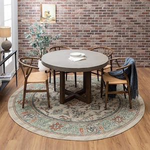 Fitzgerald 8 ft. Beige Round Abstract Area Rug