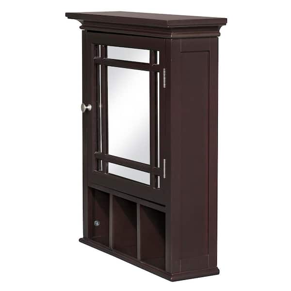 Neal 20 in. W x 24.13 in. H x 6.5 in. D Removable Wooden Medicine Cabinet with Mirrored Door in Espresso
