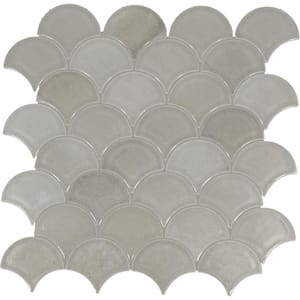 Miramo Oyster 13 in. x 13 in. Glazed Ceramic Fan Mosaic Tile (10.2 sq. ft./case)
