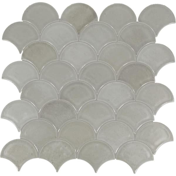Daltile Miramo Oyster 13 in. x 13 in. Glazed Ceramic Fan Mosaic Tile (10.2 sq. ft./case)