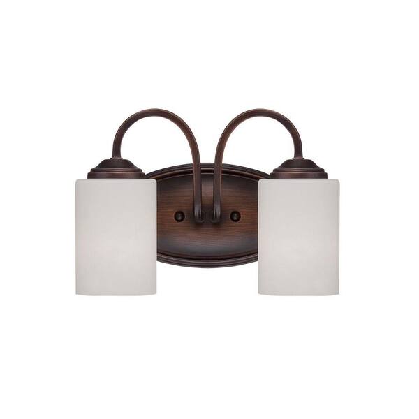 Millennium Lighting 2-Light Rubbed Bronze Vanity Light with Etched White Glass