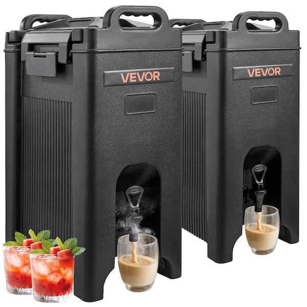 Insulated Beverage Dispenser 5Gal. /19L Hot&Cold Drink Server with Spigot&Handle 2-Pack Tea/Coffee Stainless Steel Black