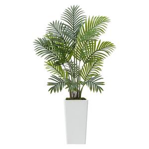 Vitalismo 5 ft. Faux Plant Indoor Outdoor Artificial Palm Tree in White ...