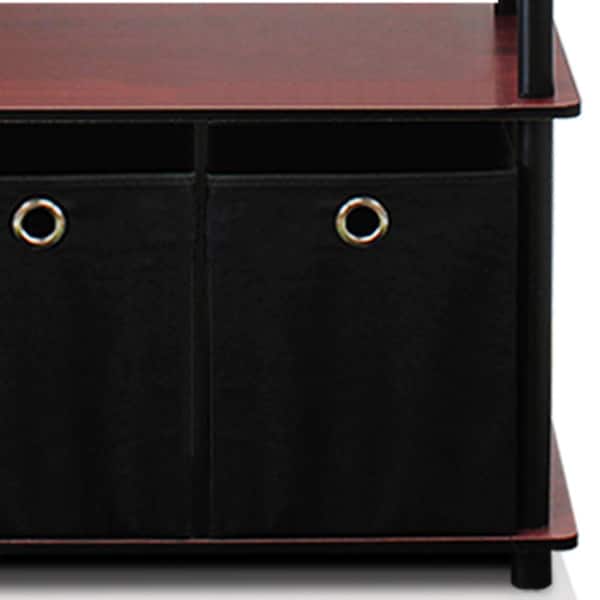 Furinno 43.25 in. Dark Cherry/Black Plastic 4-shelf Etagere
