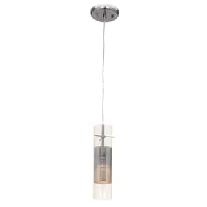 Spartan 1-Light Brushed Steel Pendant with Metal Mesh in Clear Glass Glass Shade