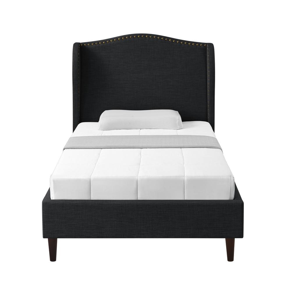 Rustic Manor Knight Gray Wood Frame Full Size Platform Bed With Nailhead Trim RBD47803CLFHD