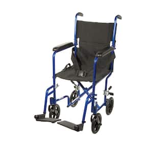 Lightweight Transport Wheelchair in Blue with 17 in. Seat