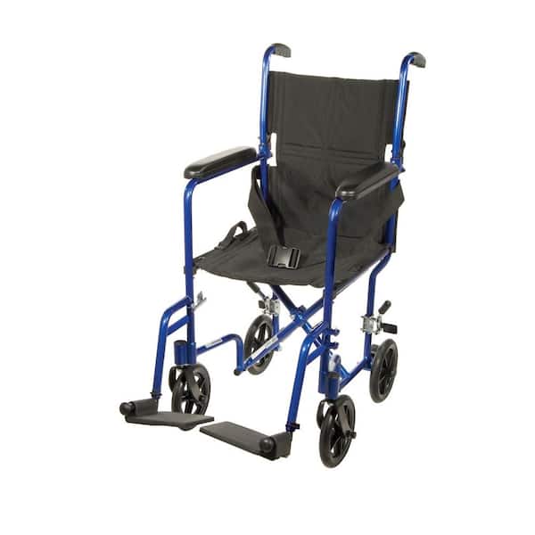 Drive Medical Lightweight Transport Wheelchair in Blue with 17 in. Seat