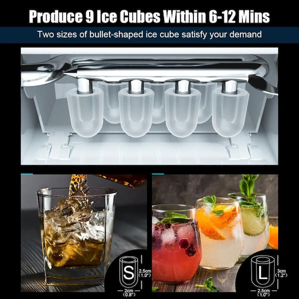 Costway 2 in 1 Ice Maker Water Dispenser Countertop 36lbs/24H LCD Display Portable