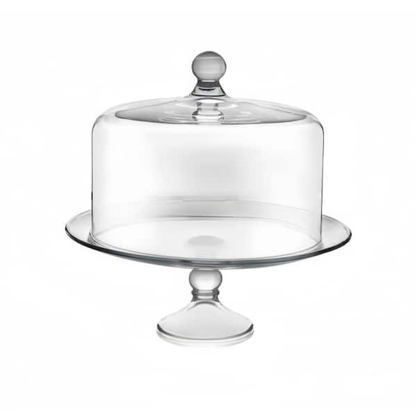 Glass Cake Stand with Dome Lid and Elegant Curved Footed for Desserts, Covered Cake Stand for Versatile Serving Dish