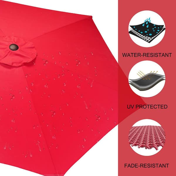 10 ft. Patio Umbrella with Cross Base Included, Crank and Easy Tilt, 360° Rotation Outdoor Cantilever Umbrella-Red