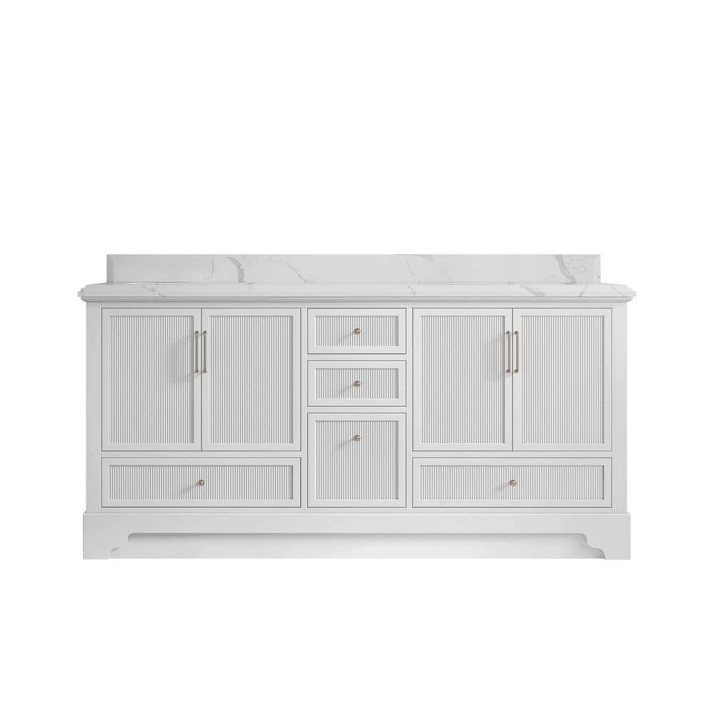 "Alys 72 in. W x 22 in. D x 36 in. H Double Sink Bath Vanity in White with 1.5"" Calacatta Laza Quartz Top" price history on PriceWatchPro