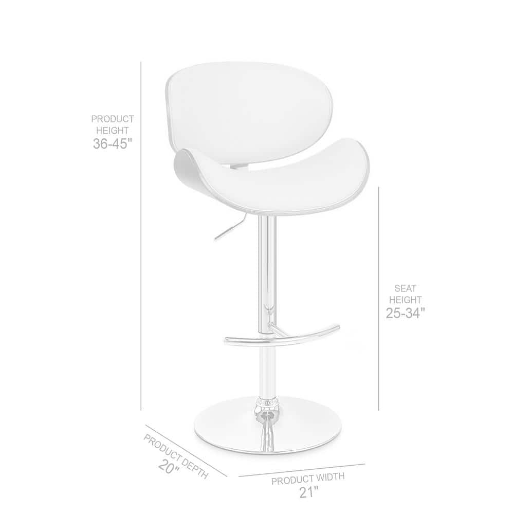 Naples Black Faux Leather Adjustable Swivel Bar Stool