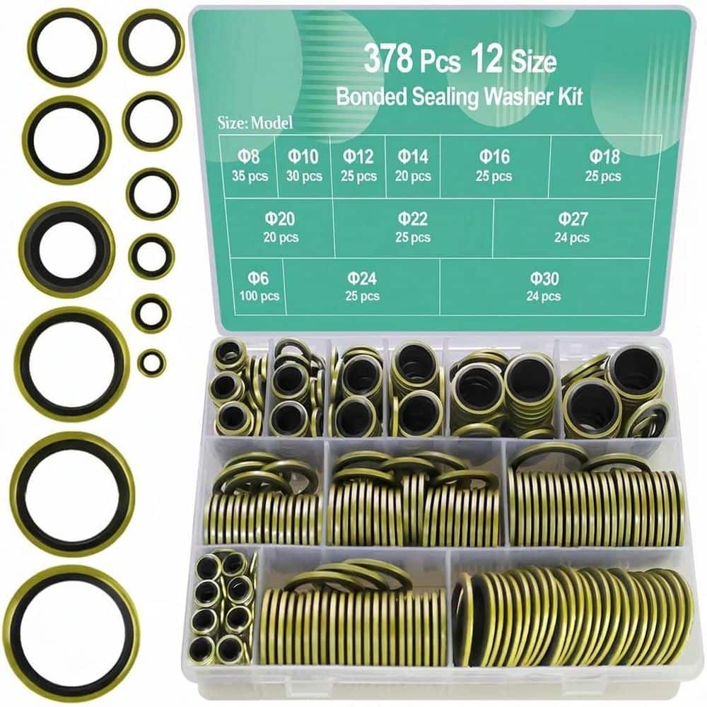 378 pcs NBR Rubber Metal Bonded Sealing Washer Gasket Kit 12 Sizes Automotive High Pressure Heat Resistant price history on PriceWatchPro