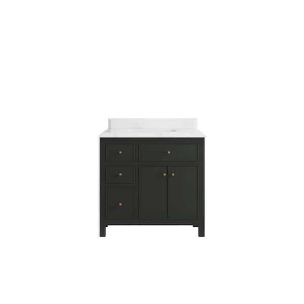 Willow Collections Sonoma 36 in. W x 22 in. D x 36 in. H Single Sink Bath Vanity Center in Black Top with 1.5" Empira Quartz Top