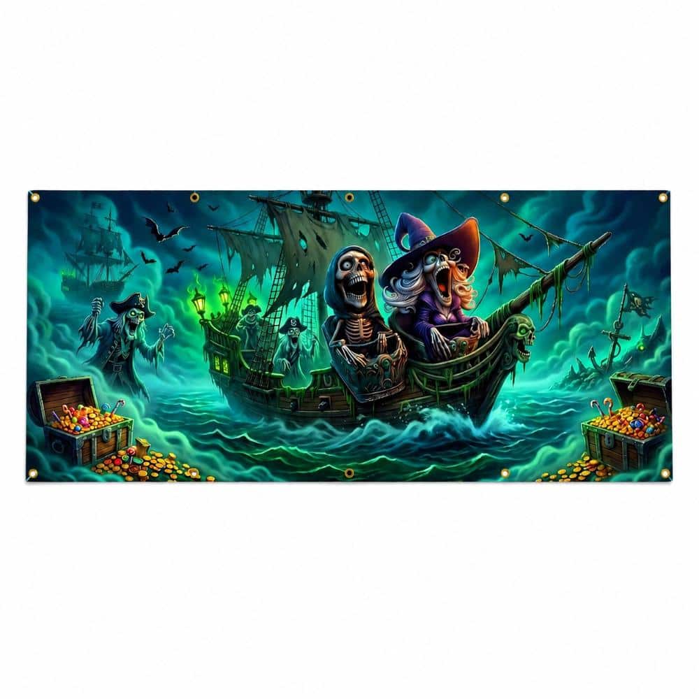 Foldable Halloween Garage Door Banner Cover with Ghost Pirate Ship Scene for Outdoor Yard and Party Decor price history on PriceWatchPro