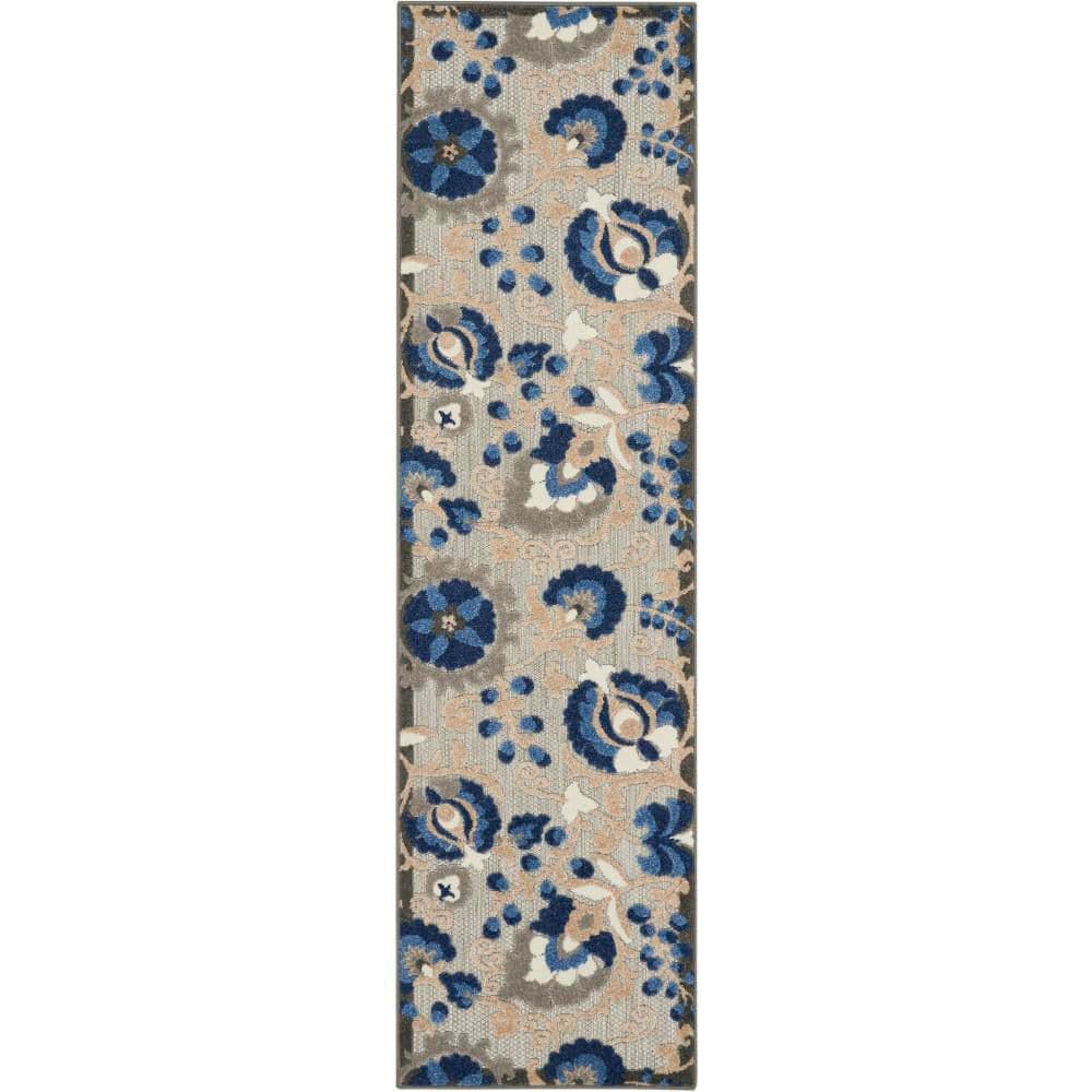 Aloha Blue 2 ft. x 6 ft. Kitchen Runner Floral Modern Indoor/Outdoor Patio Area Rug price history on PriceWatchPro