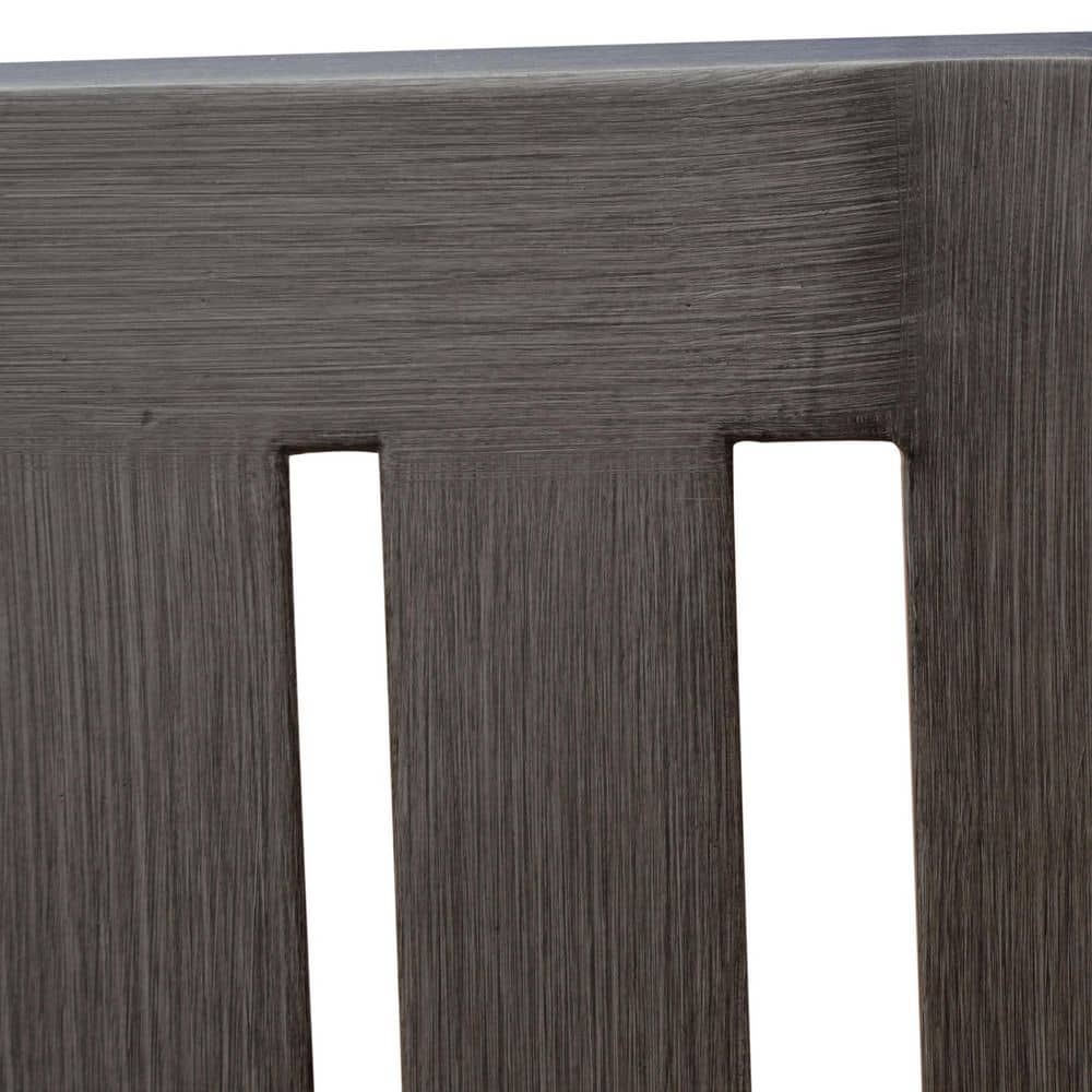 Gray Aluminum Outdoor Dining Armchair with Silver Cushions