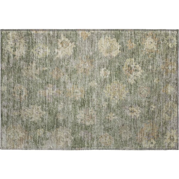 Mayfield Premium Machine Washable Abstract AMF2305 Sage 3 ft. x 4 ft. Area Rug