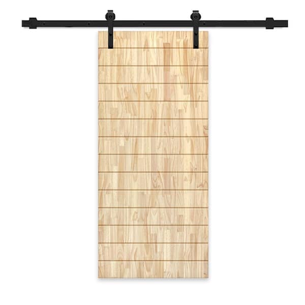 CALHOME 24 in. x 80 in. Natural Pine Wood Unfinished Interior Sliding Barn Door with Hardware Kit