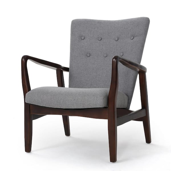 Noble House Becker Grey Fabric Arm Chair