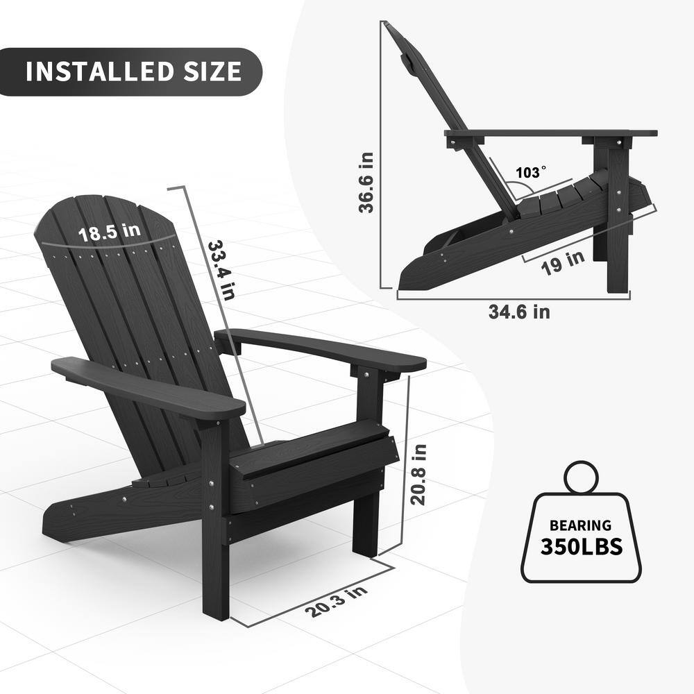 Black Plastic Adirondack Armchairs Set of 2