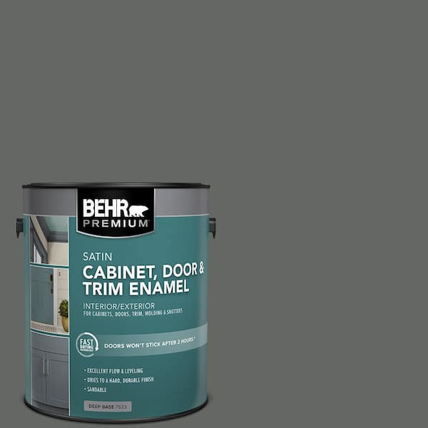 BEHR PREMIUM 1 gal. #PPU25-02 Black Locust Satin Enamel Interior/Exterior Cabinet, Door & Trim Paint
