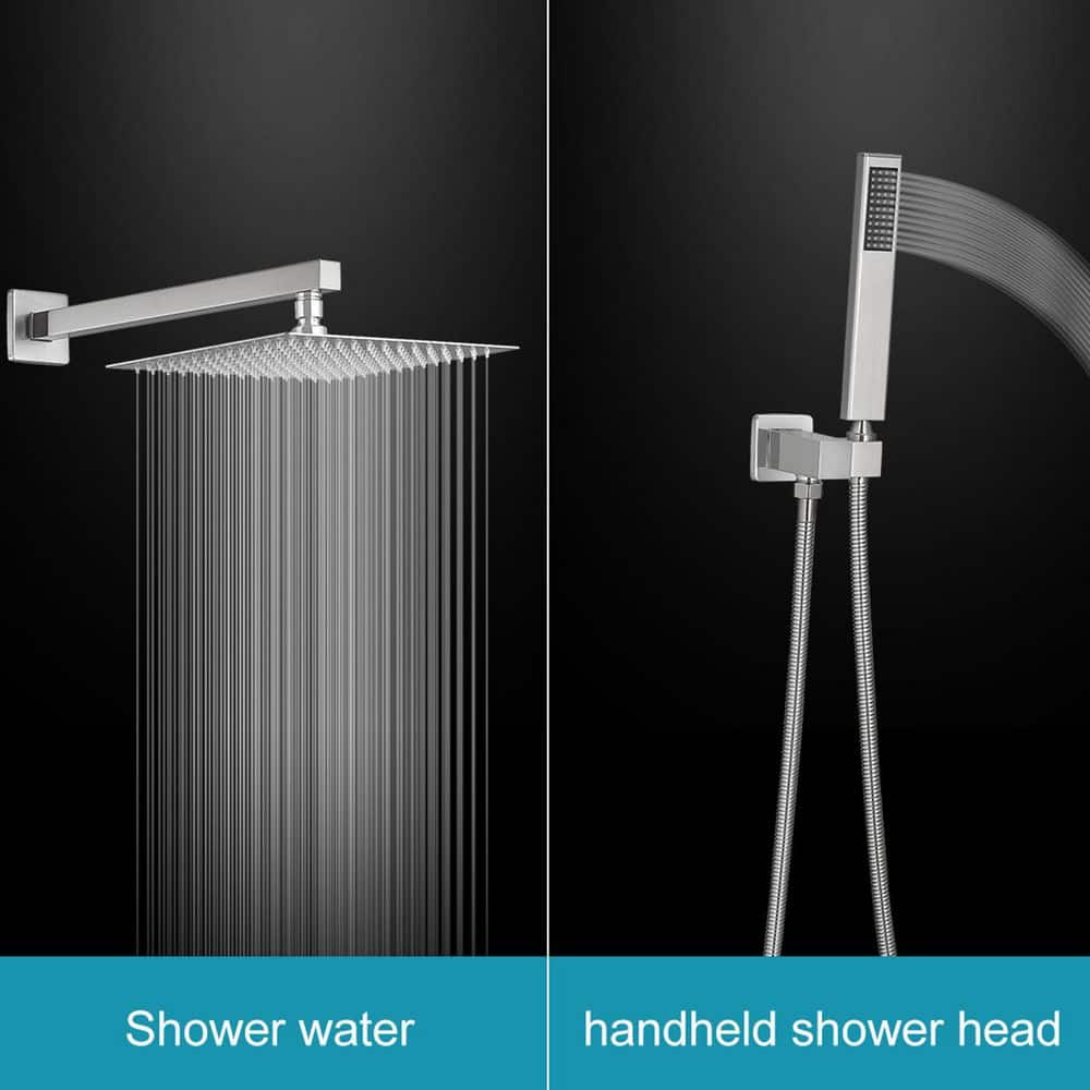 10 Inch Brushed Nickel Square Rain Shower Combo Set