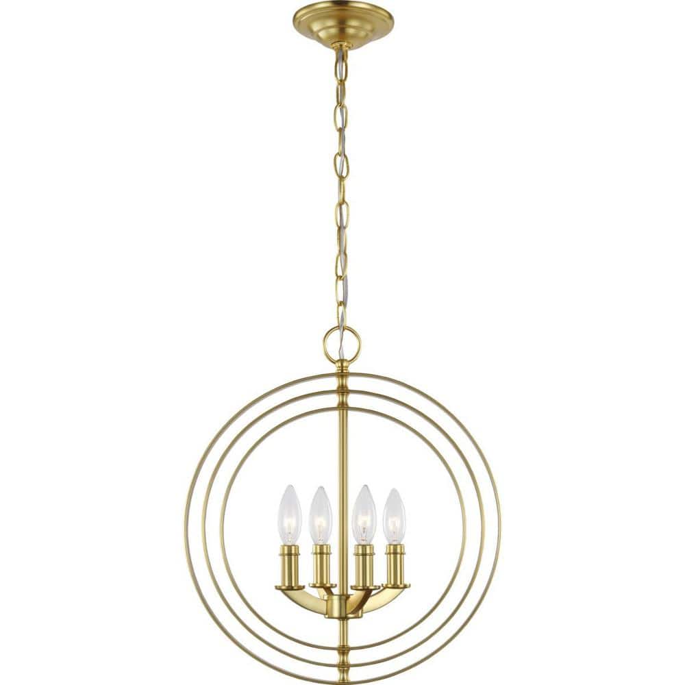 Equinox 16'' Satin Brass Globe Pendant Light with Crystal Accents