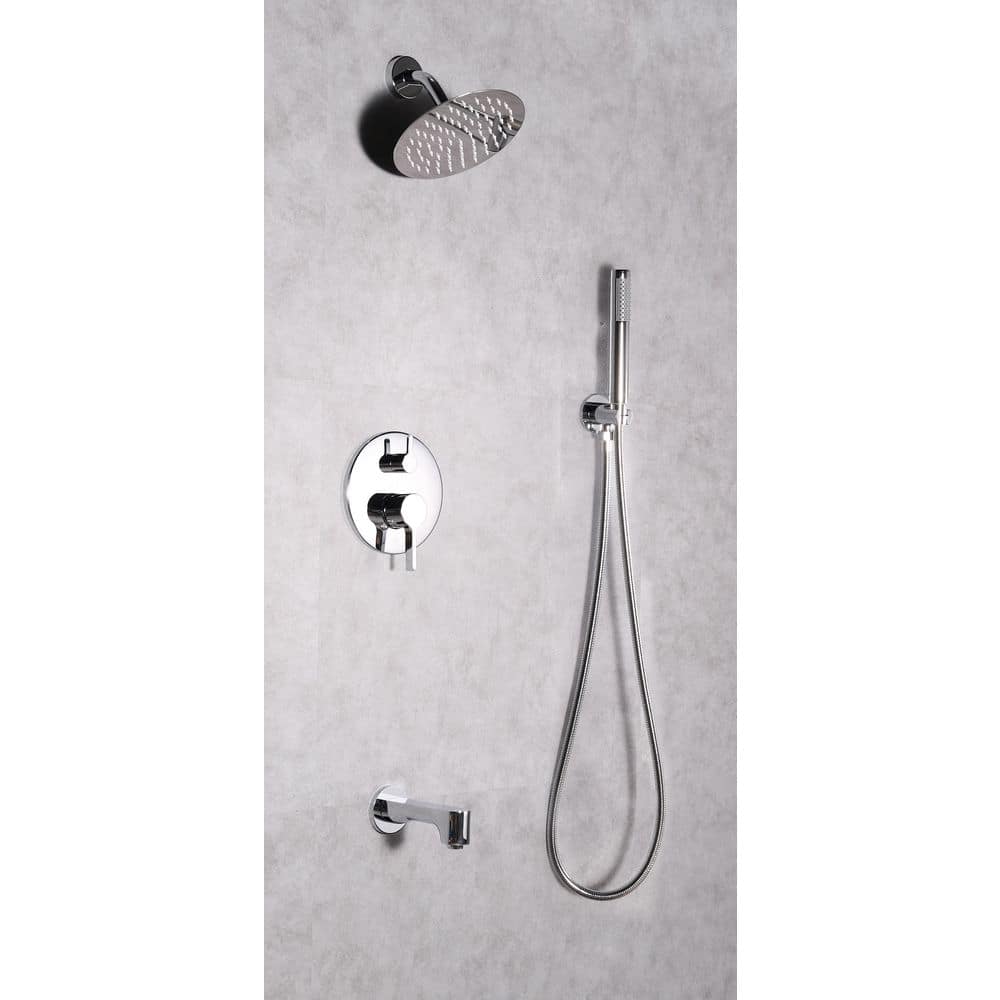 Chrome Multi-Head Rain Shower System with Handheld