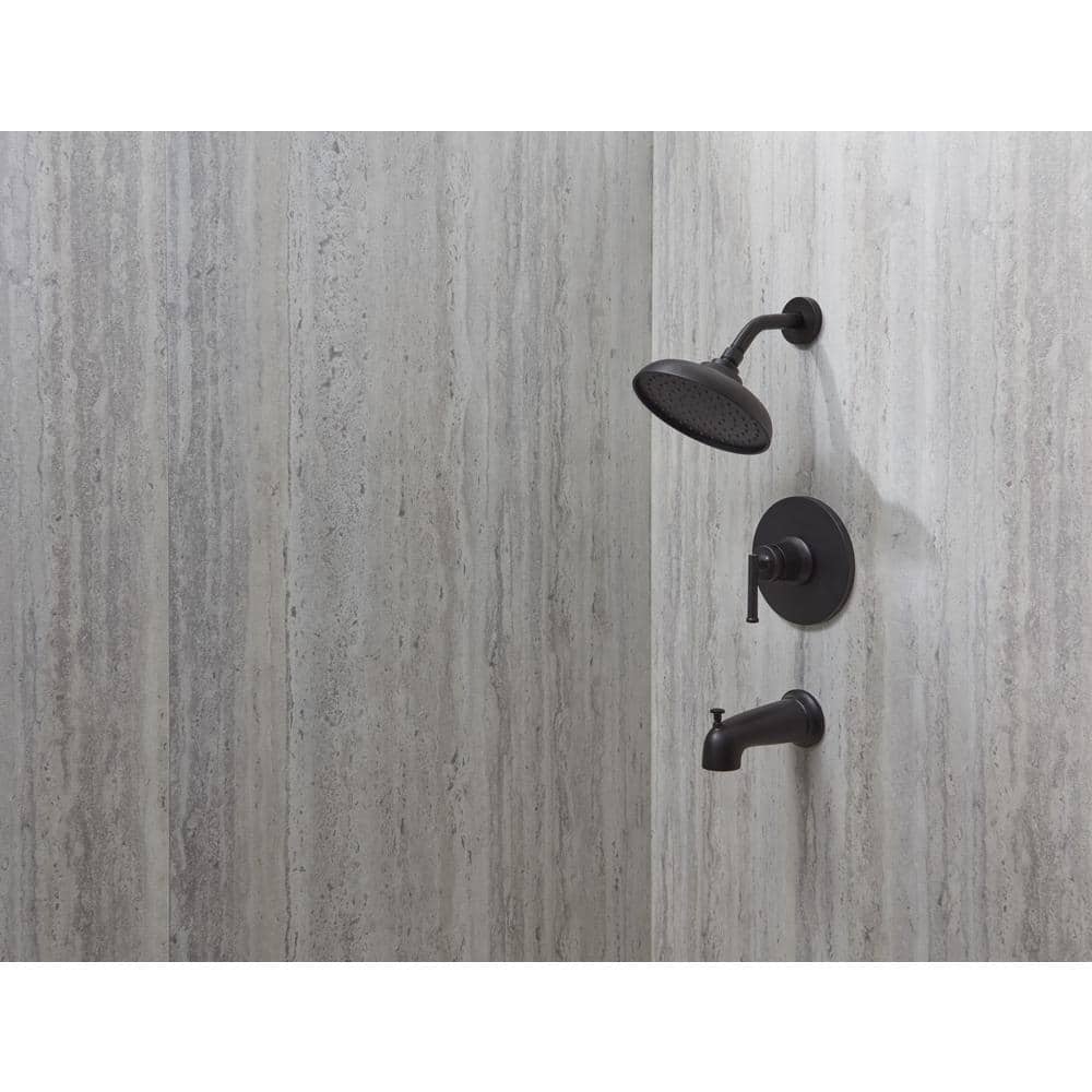 Condition photo showing As Is for glacier bay oswell single handle 1-spray tub and shower faucet 1.8 gpm in matte black (valve included)