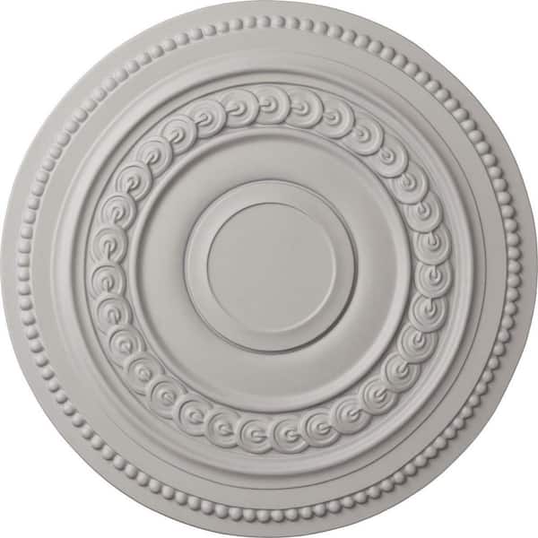 Ekena Millwork 18 in. x 1-1/4 in. Oldham Urethane Ceiling Medallion (Fits Canopies upto 8-5/8 in.), Ultra Pure White
