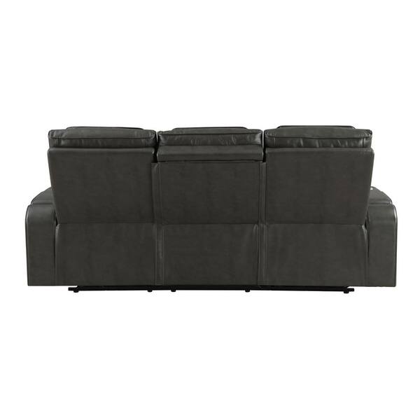 Acme Furniture Birch 84 in. Pillow Top Arm Faux Leather Rectangle