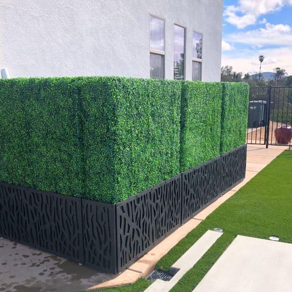 24- Pieces 20 in. x 20 in. Square Artificial Grass Wall Panels Faux Boxwood Hedge Greenery Wall for Indoor/Outdoor Decor