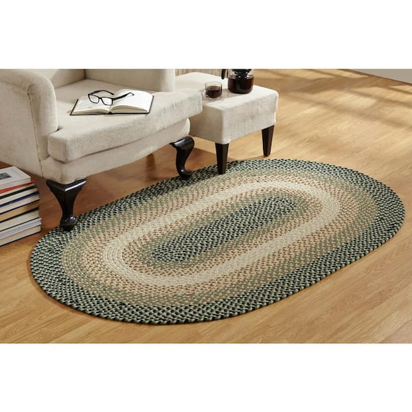 Better Trends Woodbridge Oval Braid Collection Green 88 x 112 Oval 100%  Wool Reversible Indoor Area Rug BRPLY88112GR - The Home Depot