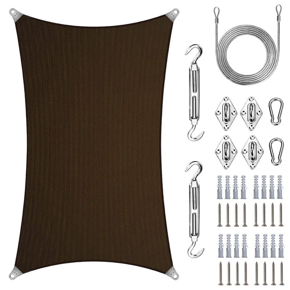 Super Ring 18 ft. x 20 ft. Sun Shade Sail with Hardware Kit and Cable-Brown price history on PriceWatchPro