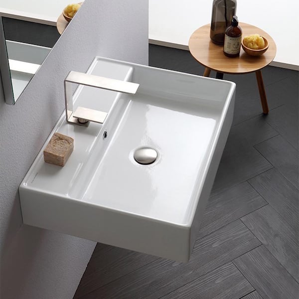 Teorema Wall Mounted Bathroom Sink in White