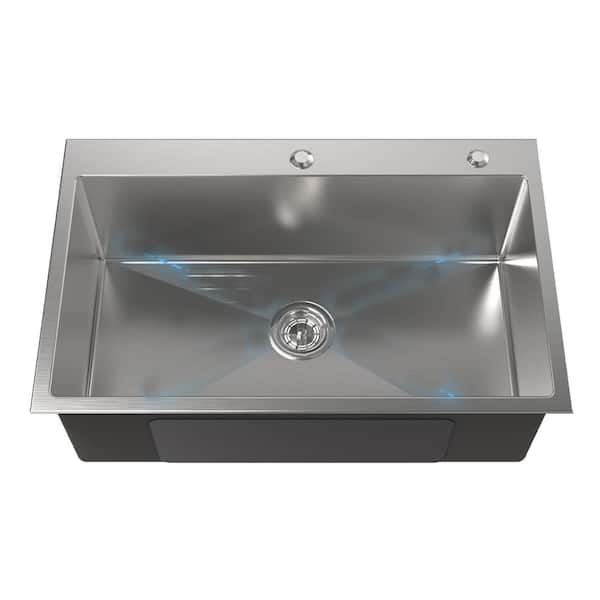 30 in. Undermount Single-Bowl 20-Gauge Brushed Nickel Stainless Steel Kitchen Sink with Drain
