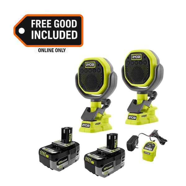 ONE+ 18V Lithium-Ion HIGH PERFORMANCE Kit w/ 4 Ah Battery, 6 Ah Battery, Charger, & FREE ONE+ VERSE Clamp Speaker (2-Pk)