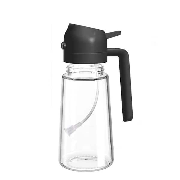 16 oz./470ml Glass Black Oil Dispenser and Sprayer Bottle for Kitchen Cooking with Oil Brush and Cleaning Brush