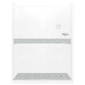 Del Mar 60 in. L x 42 in. W x 80 in. H Right Drain Alcove Shower Kit with Shower Wall and Shower Pan in Natural Buff