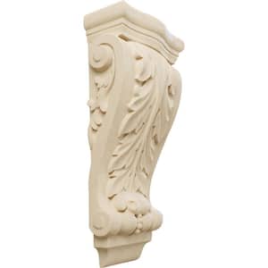 3-1/8 in. x 6-1/4 in. x 13-1/2 in. Unfinished Wood Lindenwood Medium Farmingdale Acanthus Pilaster Corbel