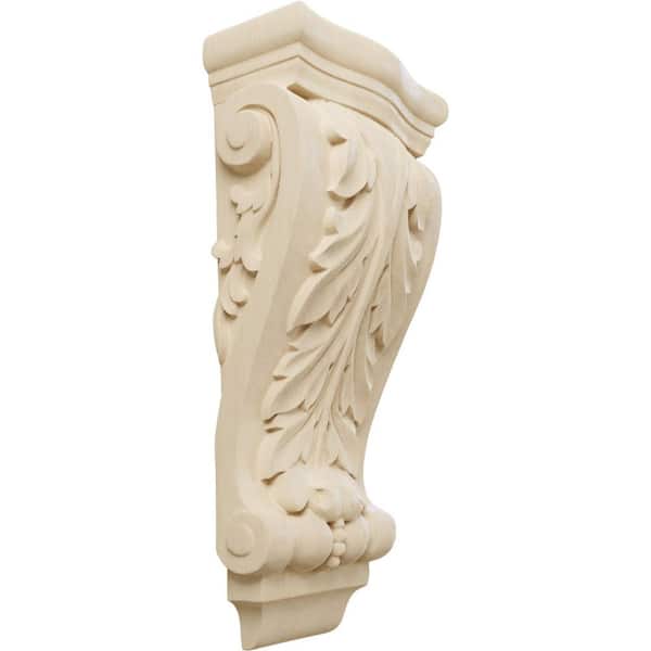3-1/8 in. x 6-1/4 in. x 13-1/2 in. Unfinished Wood Lindenwood Medium Farmingdale Acanthus Pilaster Corbel