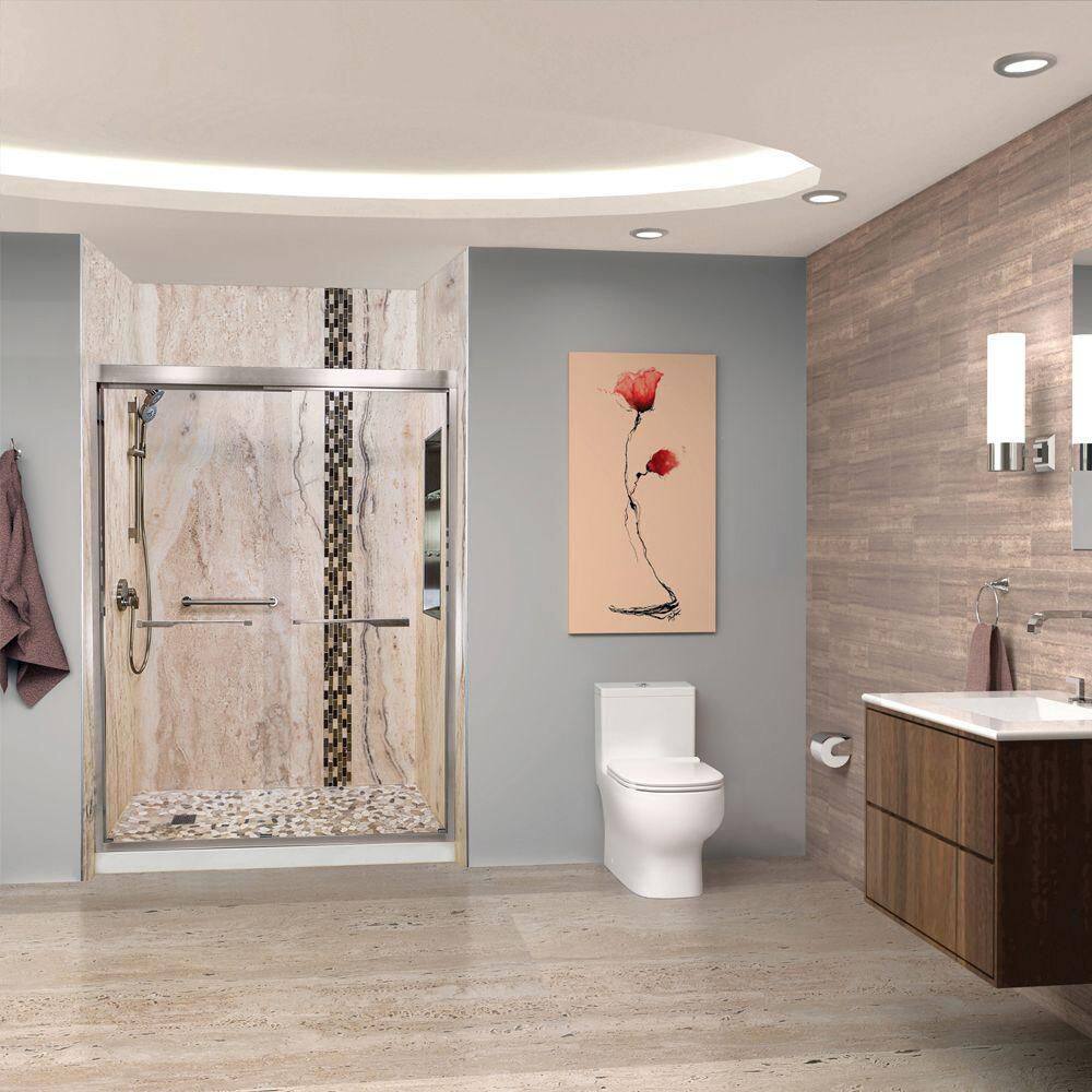 Savanna Creme Honed Composite Shower Wall Kit, 96" x 60"