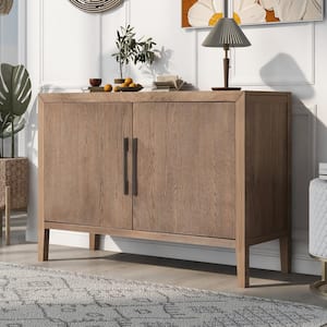 Natural Wood 47.2 in. Storage Cabinet Sideboard with Adjustable Shelves and 2-Doors